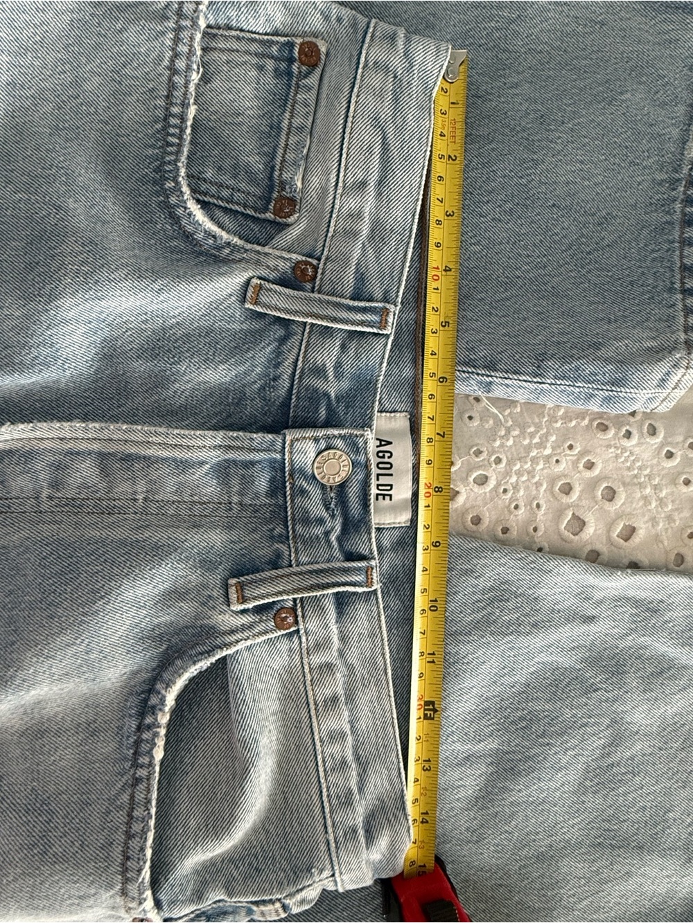 AGOLDE Wide Leg Light Wash Button Fly Jeans NEW Sample Size 27 - Picture 7 of 8